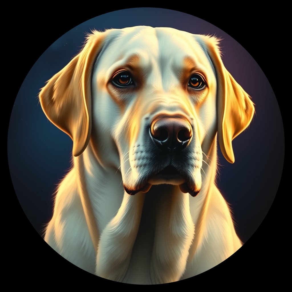 Cosmic medallion portrait of 6725_6725, a Labrador Retriever