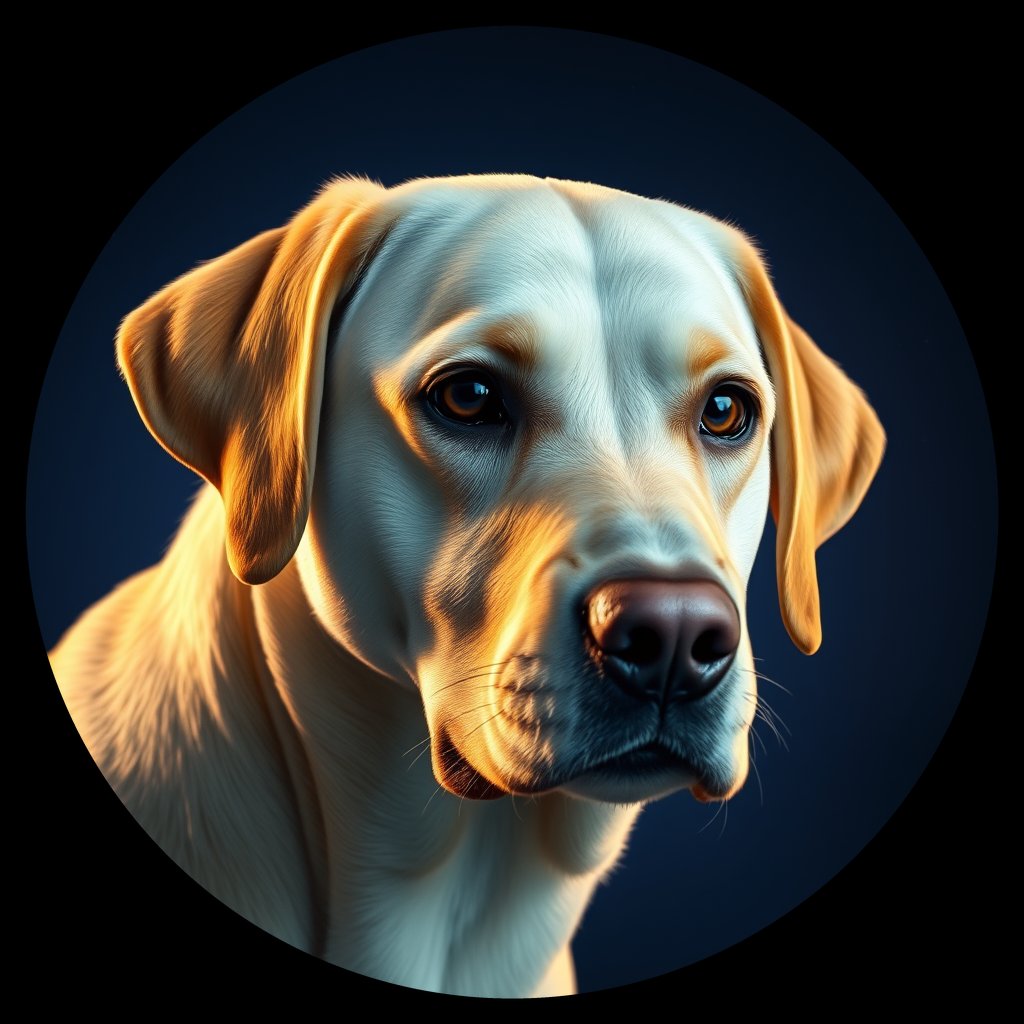 Cosmic medallion portrait of 672_G0380_0753, a Labrador Retriever
