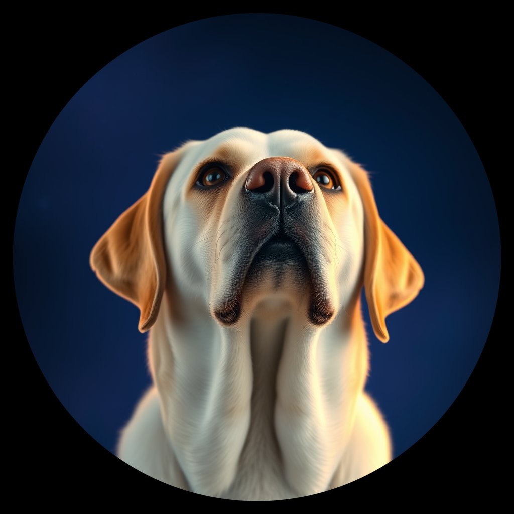 Cosmic medallion portrait of 680_G0380_1291, a Labrador Retriever