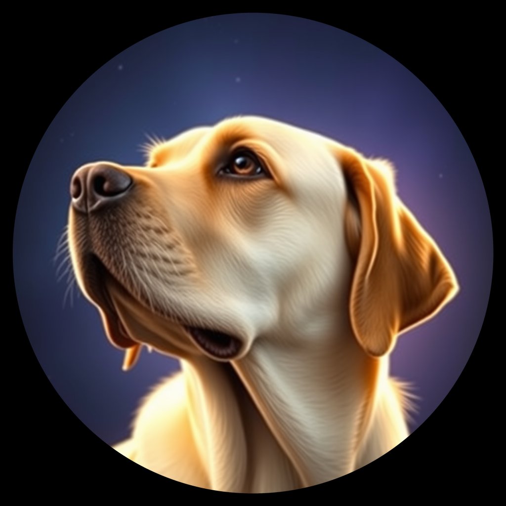 Cosmic medallion portrait of 681_G0380_1301, a Labrador Retriever