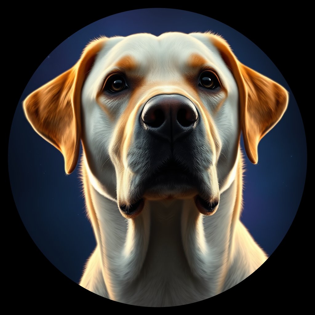 Cosmic medallion portrait of 682_G0380_1311, a Labrador Retriever