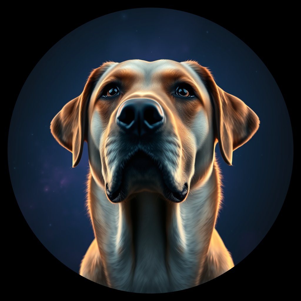 Cosmic medallion portrait of 684_G0380_1305, a Labrador Retriever