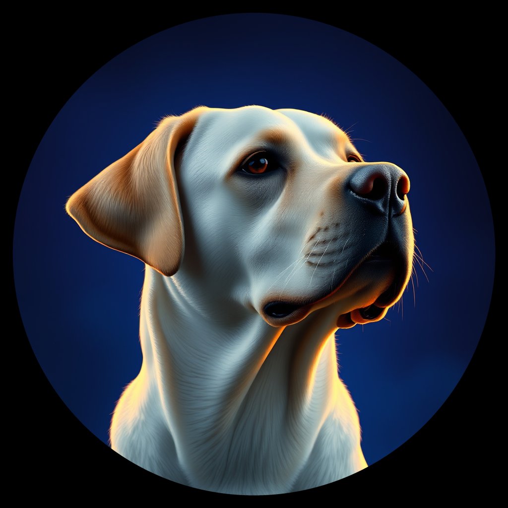 Cosmic medallion portrait of 686_G0380_0885, a Labrador Retriever