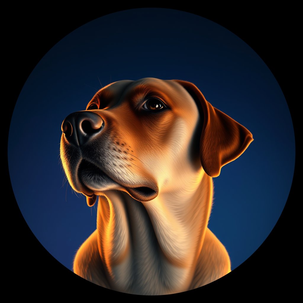 Cosmic medallion portrait of 687_G0380_0913, a Labrador Retriever