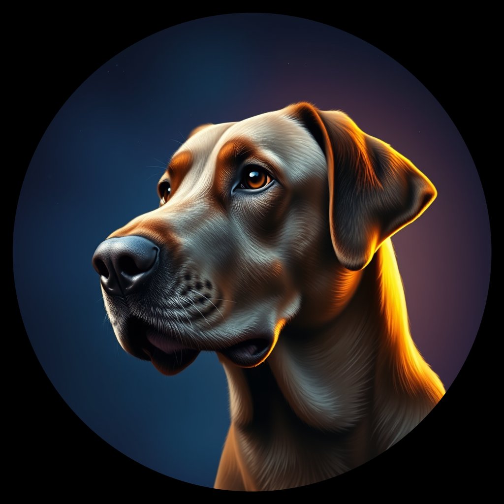 Cosmic medallion portrait of 688_G0380_0930, a Labrador Retriever