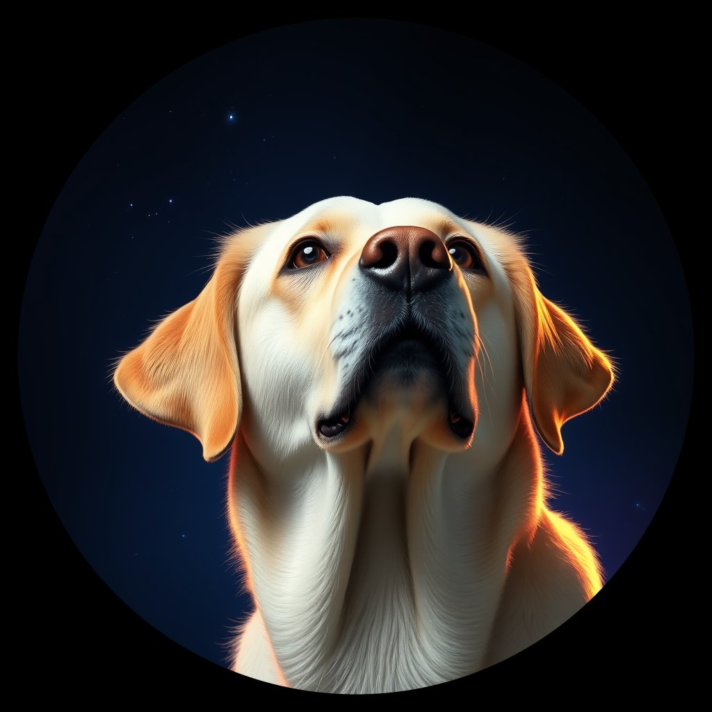 Cosmic medallion portrait of 689_G0380_0964, a Labrador Retriever
