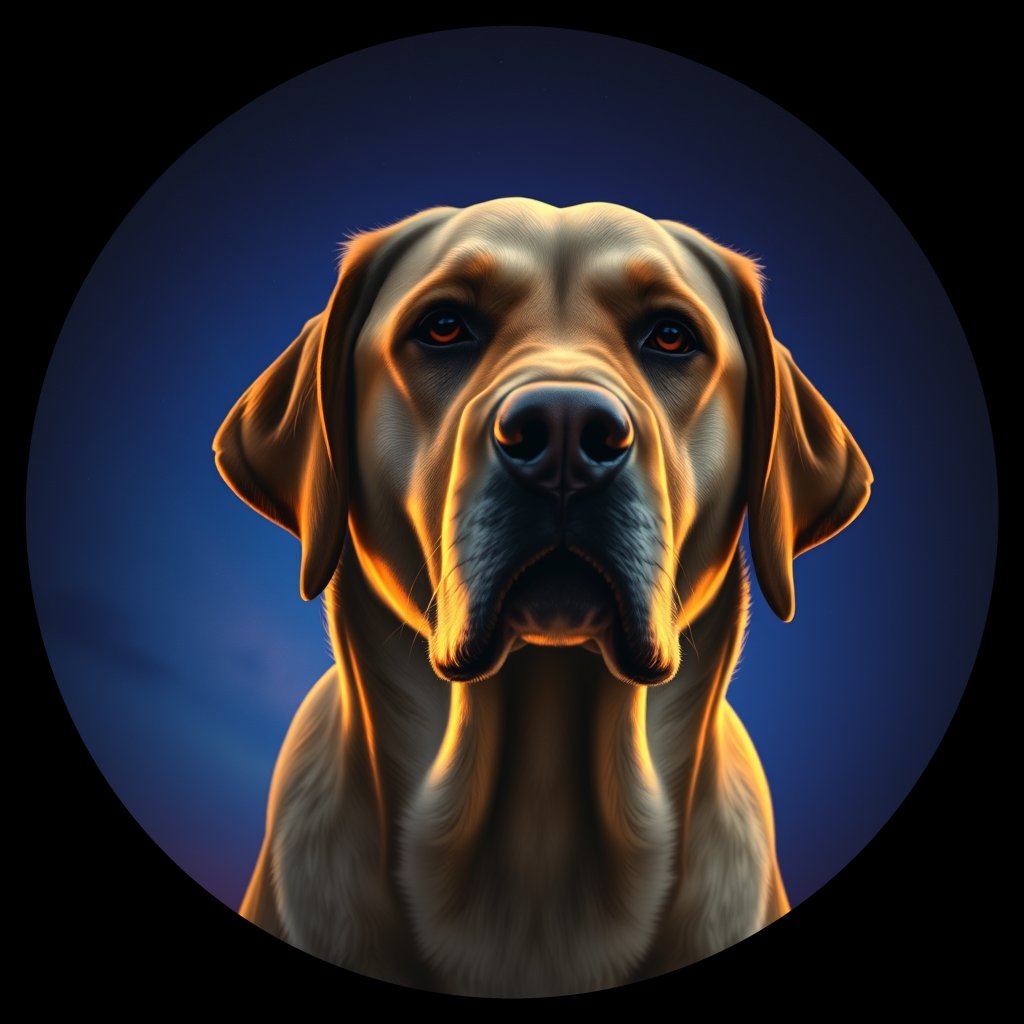 Cosmic medallion portrait of 6996_6996, a Labrador Retriever
