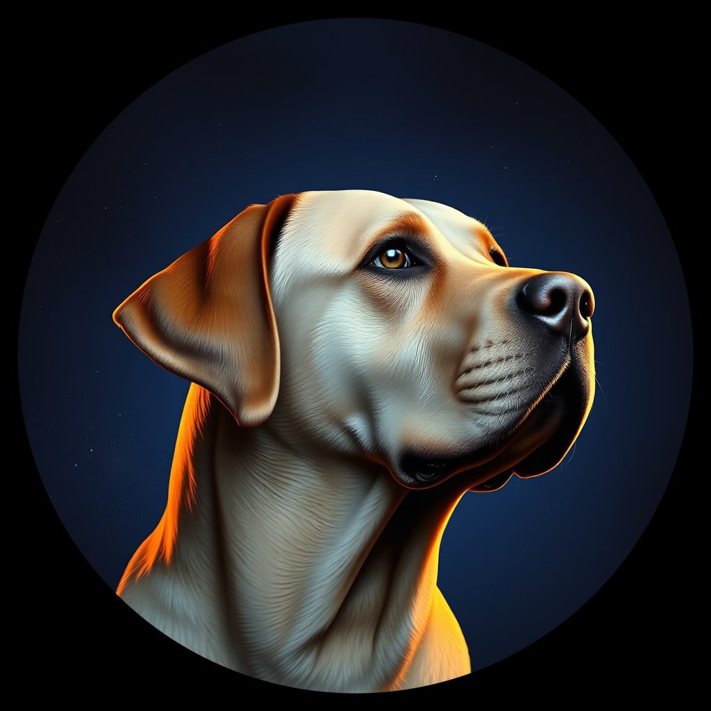Cosmic medallion portrait of 699_G0380_0915, a Labrador Retriever