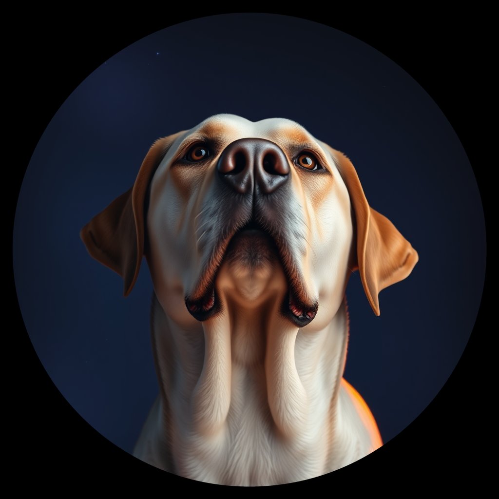 Cosmic medallion portrait of 69_G0380_0203, a Labrador Retriever