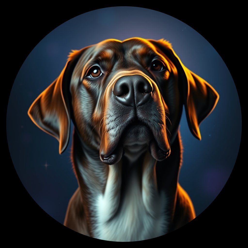 Cosmic medallion portrait of 6_G0380_0011, a Labrador Retriever