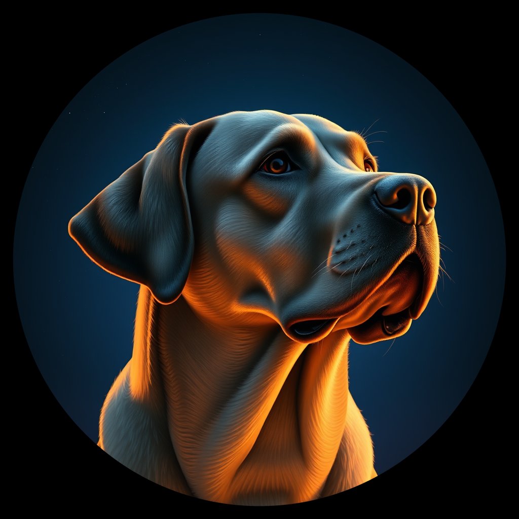 Cosmic medallion portrait of 700_G0380_0952, a Labrador Retriever