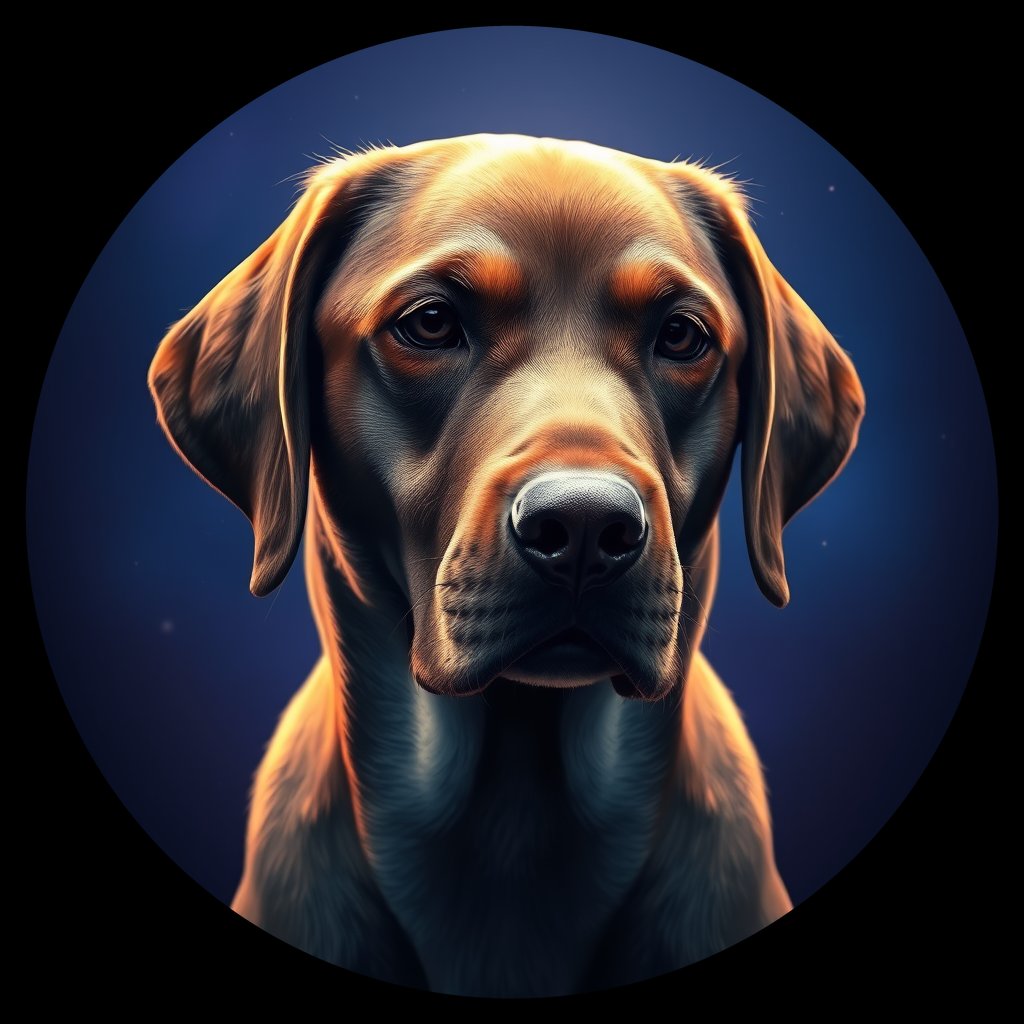 Cosmic medallion portrait of 7011_7011, a Labrador Retriever