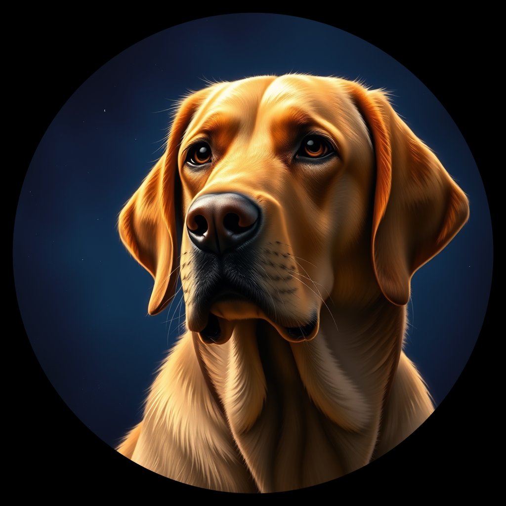 Cosmic medallion portrait of 7026_7026, a Labrador Retriever