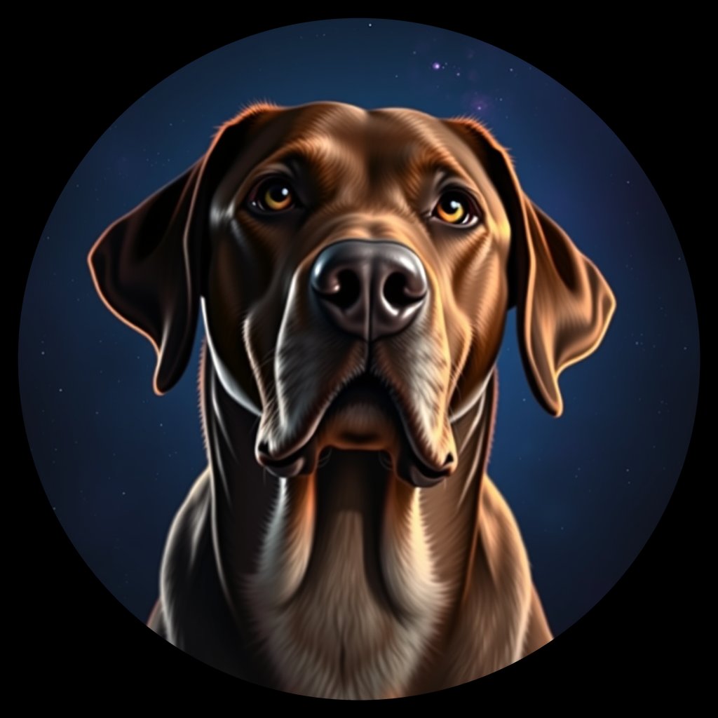 Cosmic medallion portrait of 702_G0380_1035, a Labrador Retriever