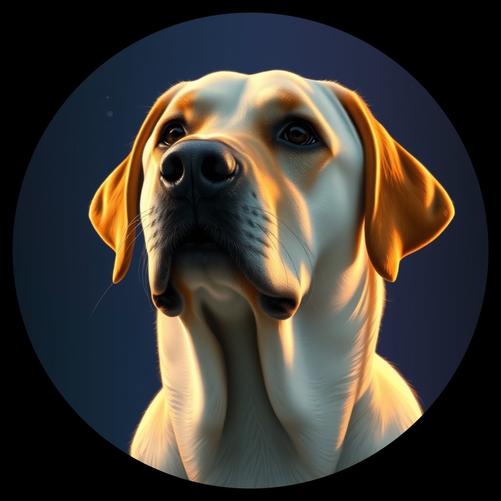 Cosmic medallion portrait of 703_G0380_1052, a Labrador Retriever