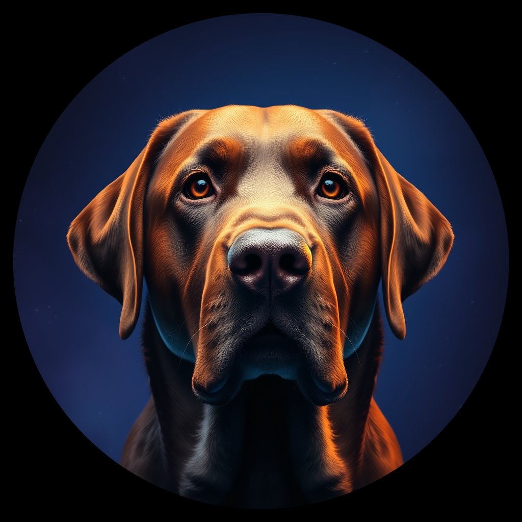 Cosmic medallion portrait of 7055_7055, a Labrador Retriever
