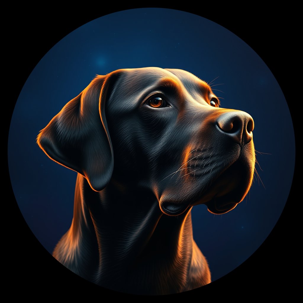 Cosmic medallion portrait of 7060_7060, a Labrador Retriever