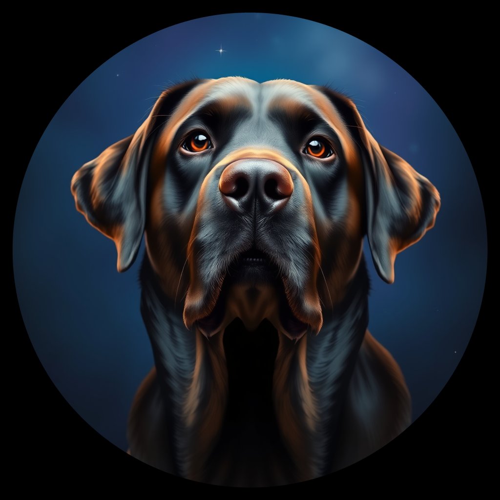 Cosmic medallion portrait of 707_G0380_1331, a Labrador Retriever