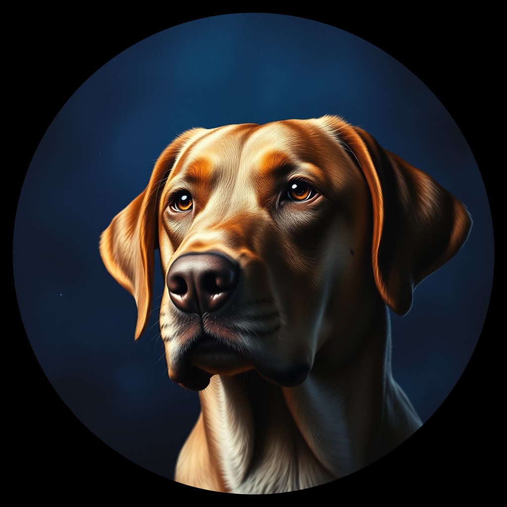 Cosmic medallion portrait of 708_G0380_1290, a Labrador Retriever