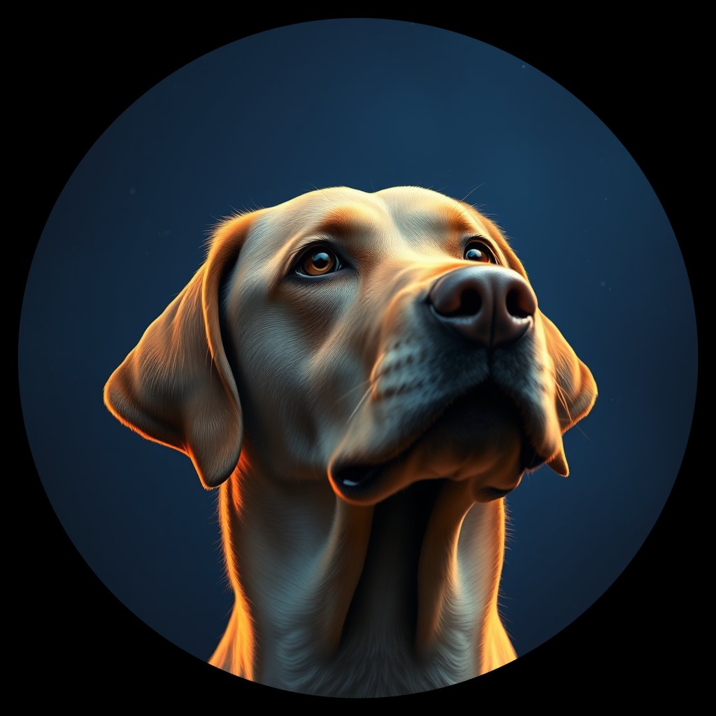 Cosmic medallion portrait of 712_G0380_0955, a Labrador Retriever