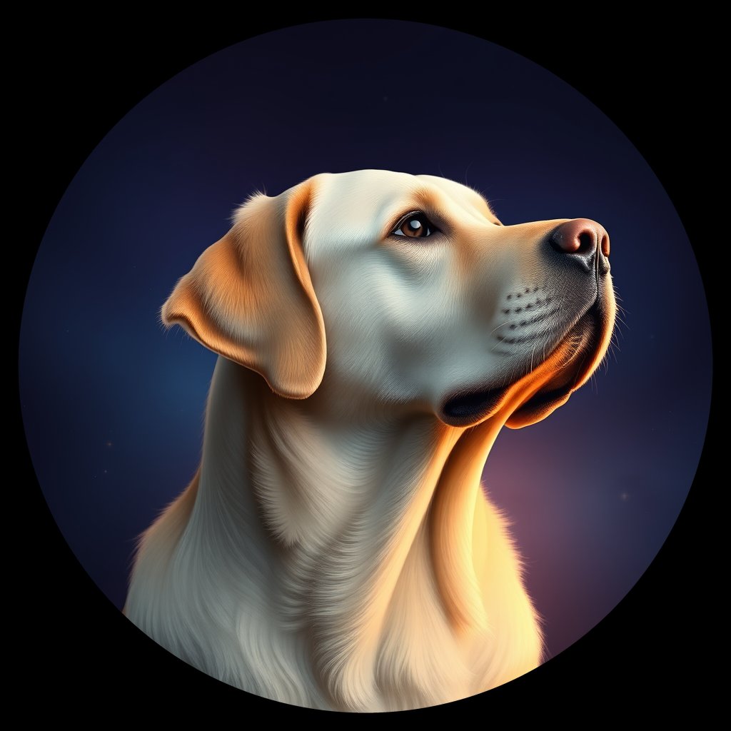 Cosmic medallion portrait of 7145_7145, a Labrador Retriever