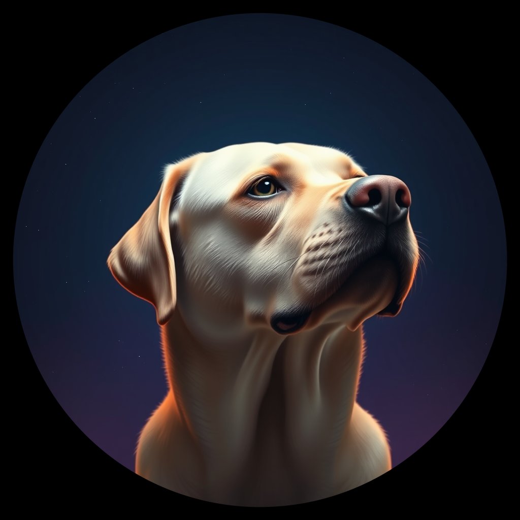 Cosmic medallion portrait of 714_G0380_1036, a Labrador Retriever