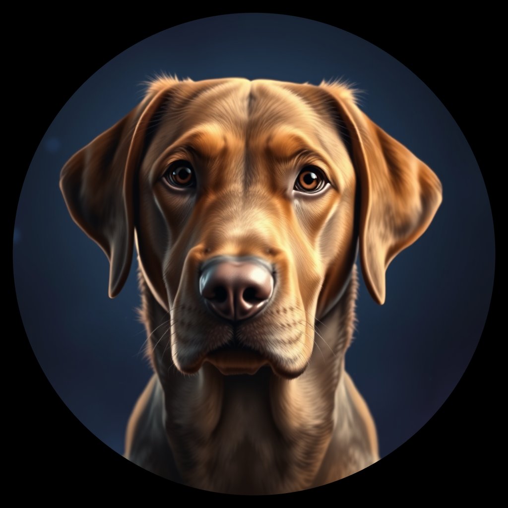 Cosmic medallion portrait of 719_G0380_1349, a Labrador Retriever