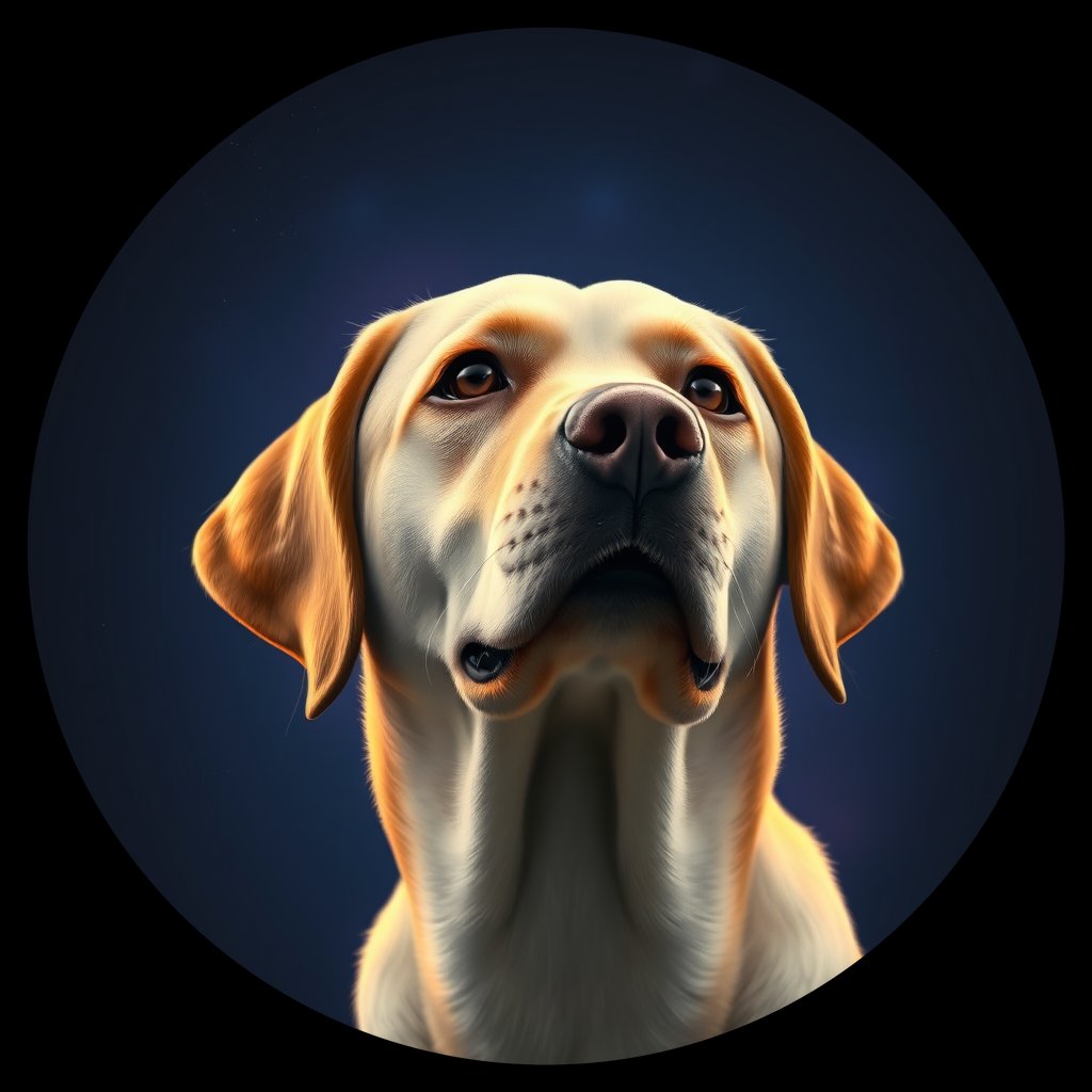 Cosmic medallion portrait of 720_G0380_1308, a Labrador Retriever