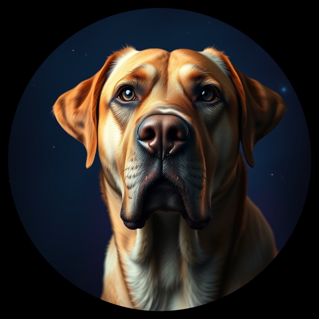 Cosmic medallion portrait of 721_G0380_0765, a Labrador Retriever
