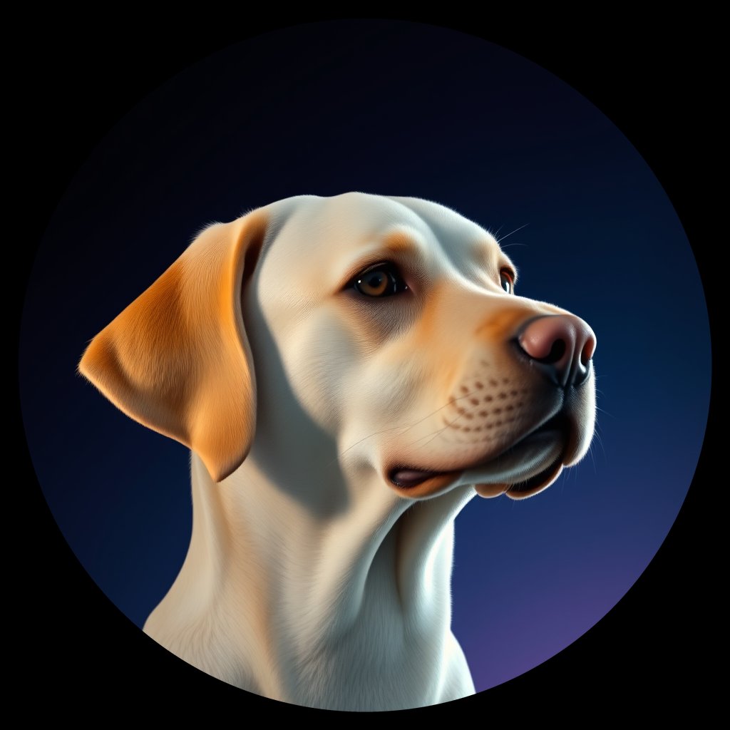 Cosmic medallion portrait of 722_G0380_0892, a Labrador Retriever