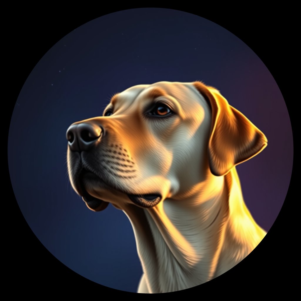Cosmic medallion portrait of 723_G0380_0918, a Labrador Retriever