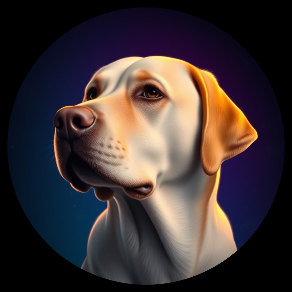 Cosmic medallion portrait of 726_G0380_1040, a Labrador Retriever