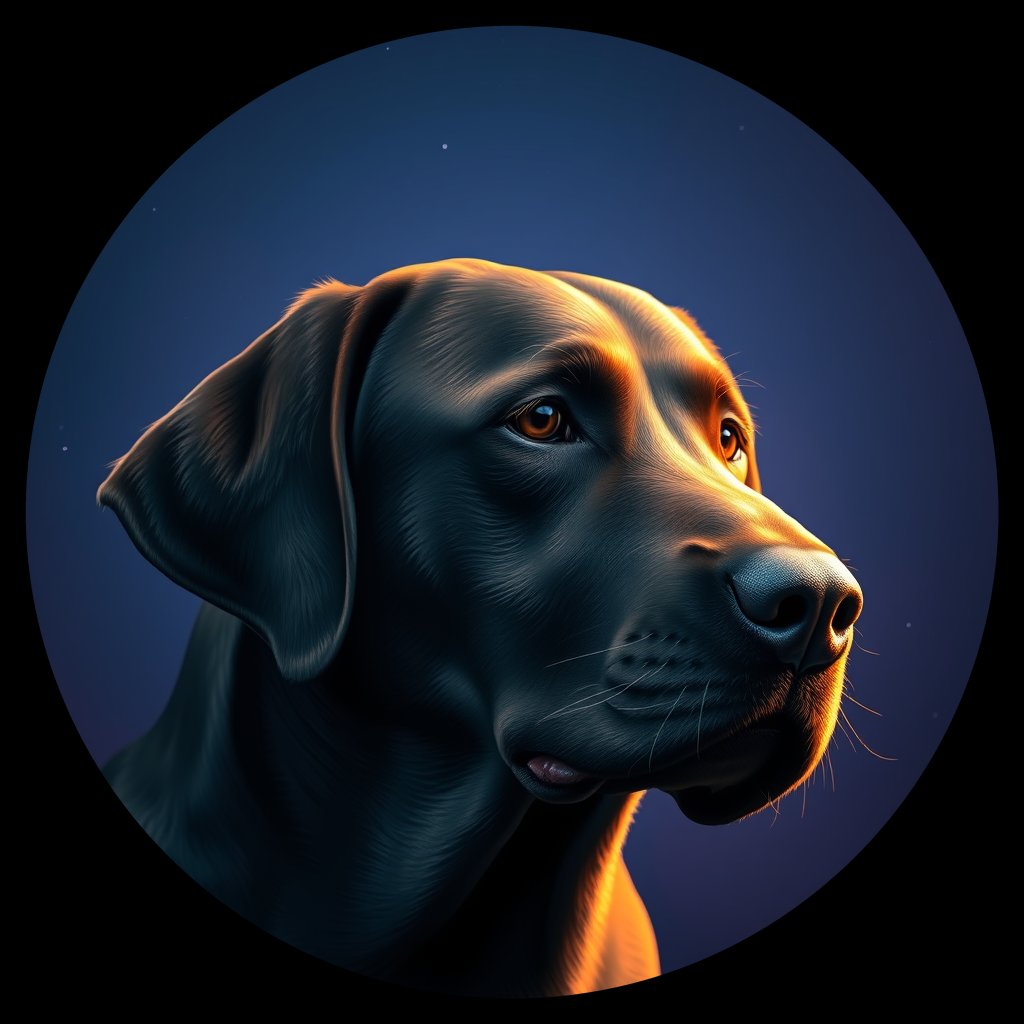 Cosmic medallion portrait of 7271_7271, a Labrador Retriever