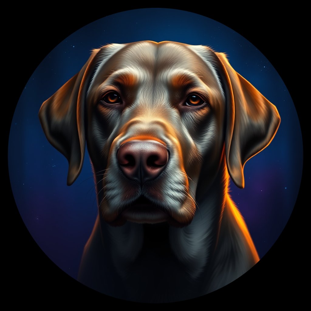 Cosmic medallion portrait of 7272_7272, a Labrador Retriever