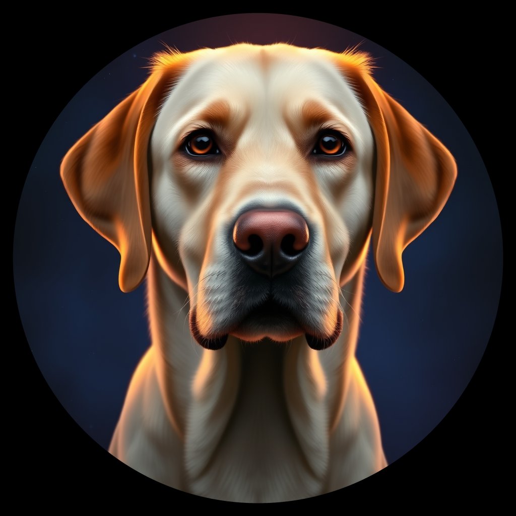Cosmic medallion portrait of 7277_7277, a Labrador Retriever