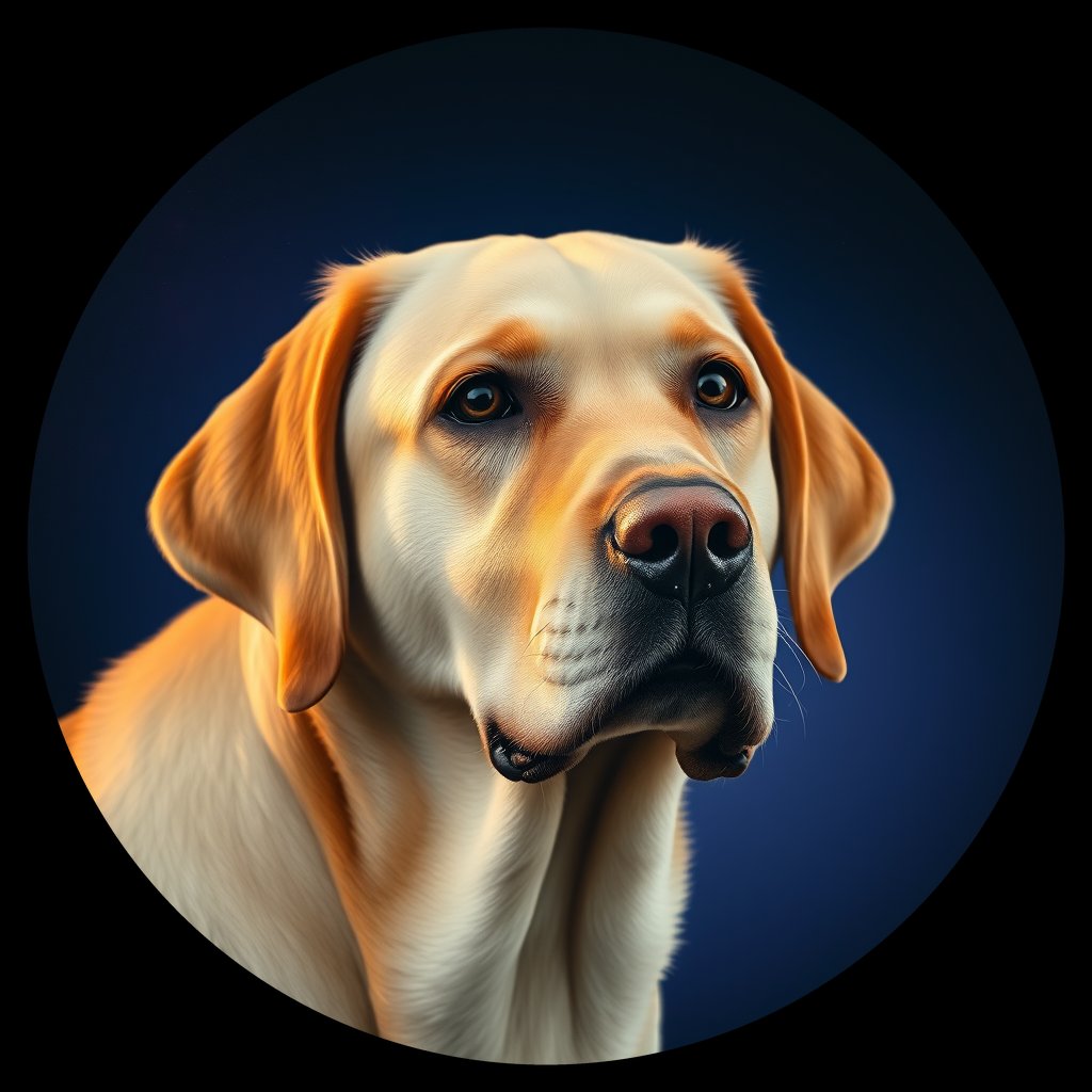 Cosmic medallion portrait of 727_G0380_1055, a Labrador Retriever