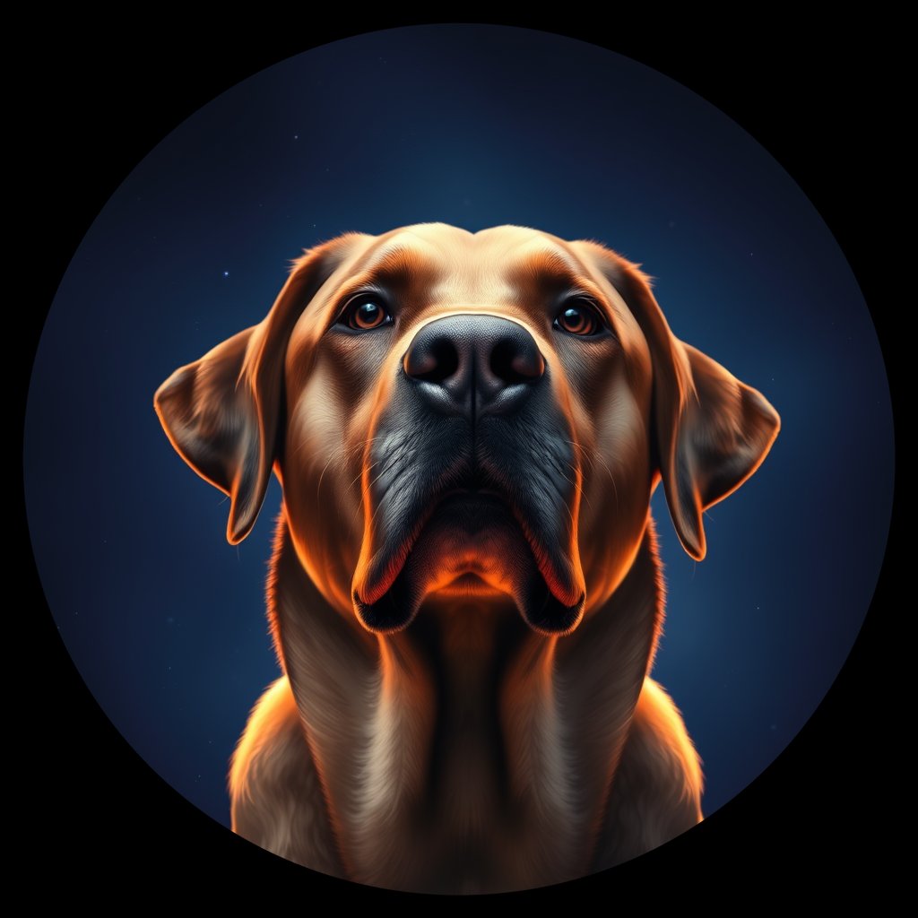Cosmic medallion portrait of 730_G0380_1339, a Labrador Retriever