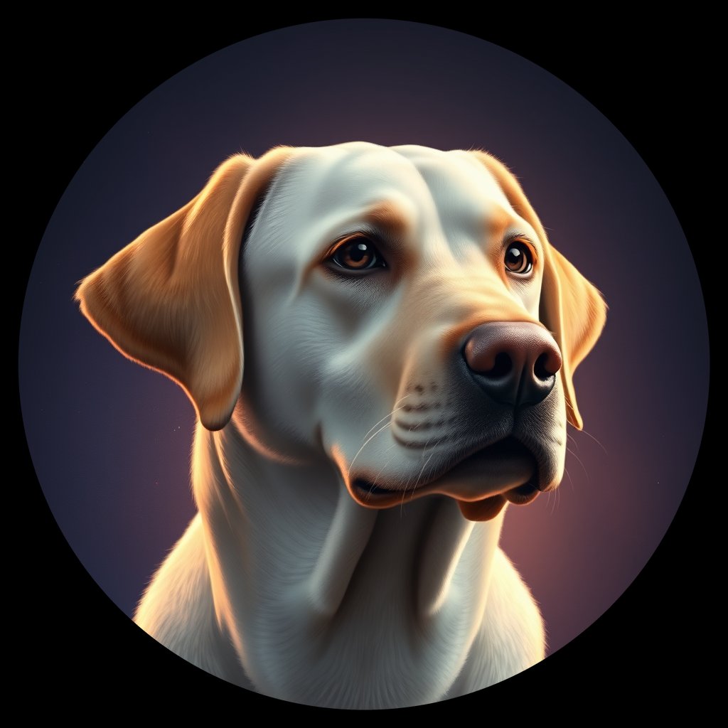 Cosmic medallion portrait of 732_G0380_1383, a Labrador Retriever