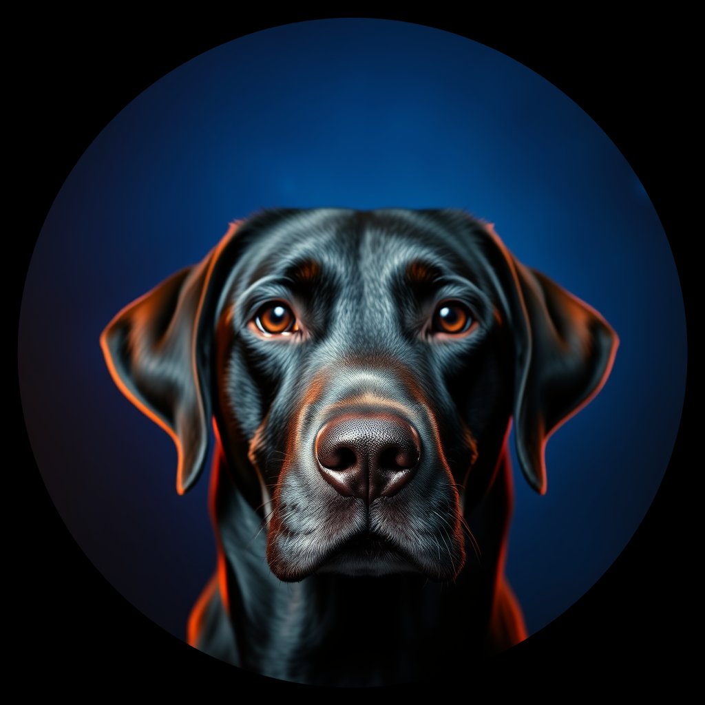 Cosmic medallion portrait of 733_G0380_0767, a Labrador Retriever
