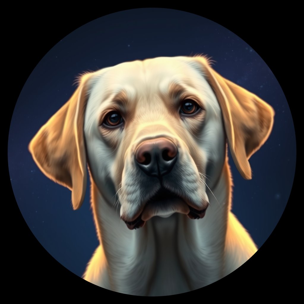 Cosmic medallion portrait of 737_G0380_0977, a Labrador Retriever