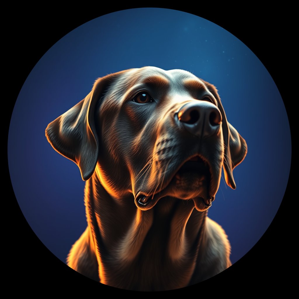 Cosmic medallion portrait of 741_G0380_1302, a Labrador Retriever