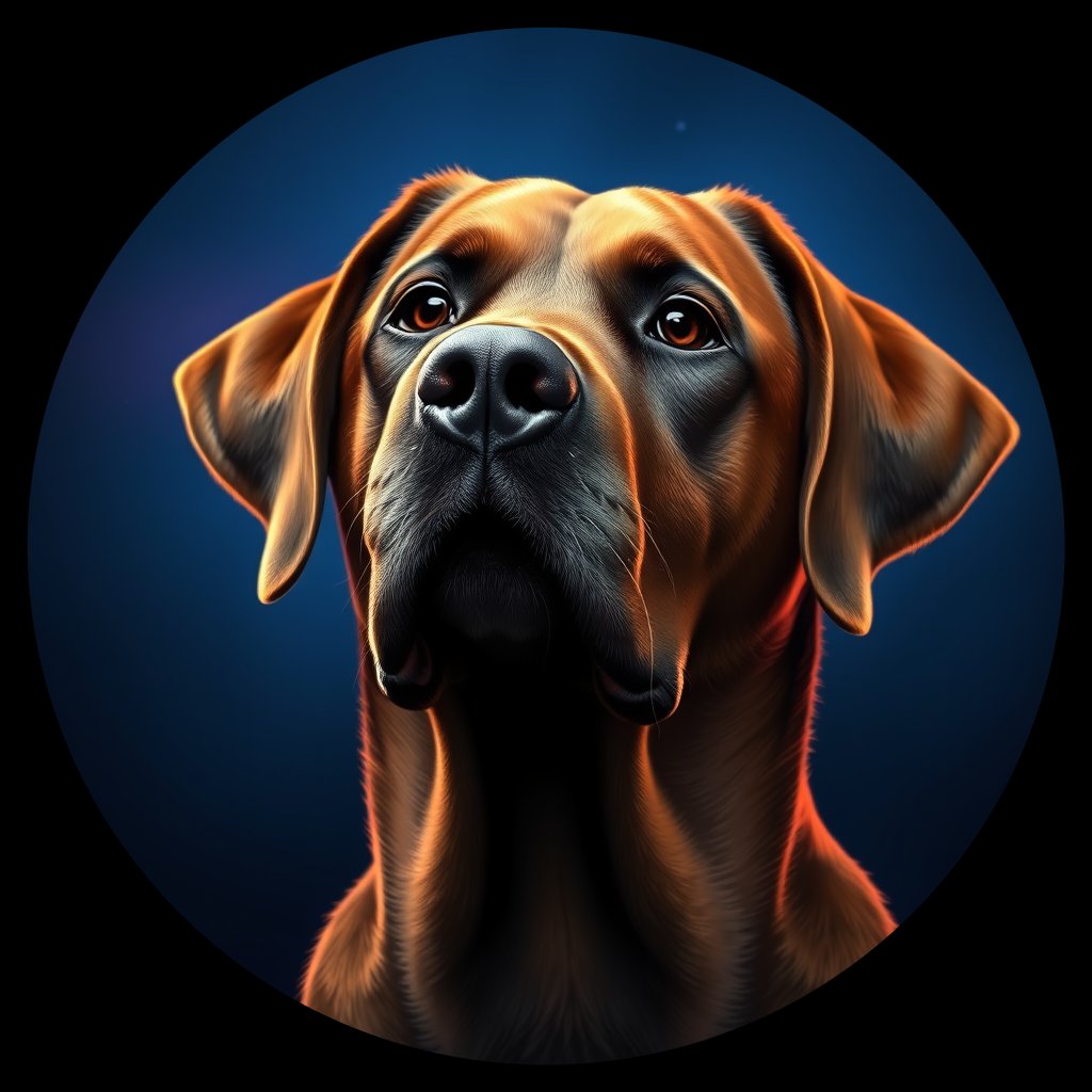 Cosmic medallion portrait of 742_G0380_1286, a Labrador Retriever