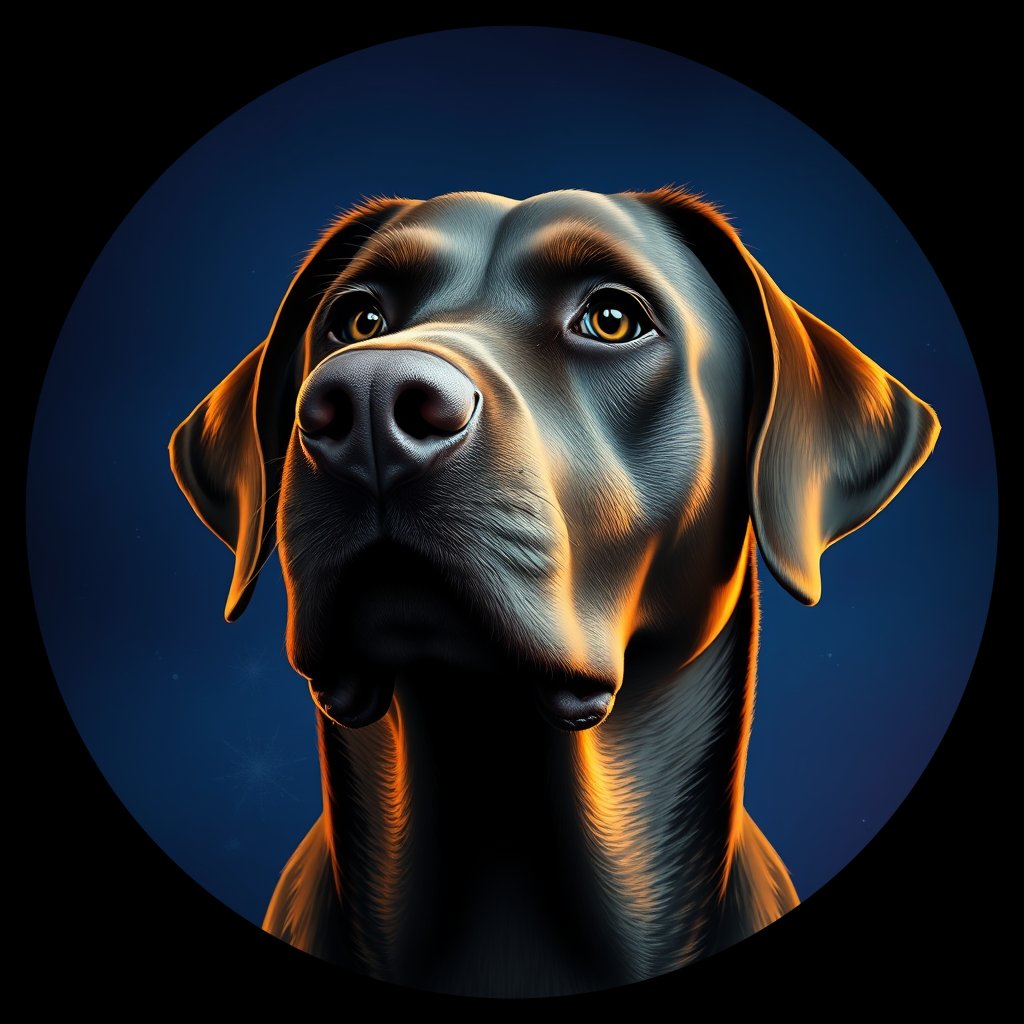Cosmic medallion portrait of 745_G0380_0872, a Labrador Retriever