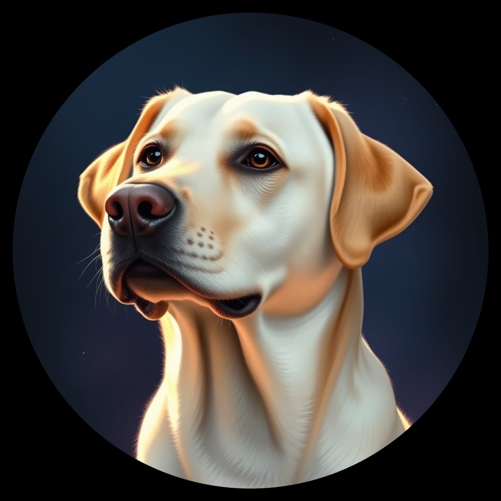 Cosmic medallion portrait of 748_G0380_0958, a Labrador Retriever