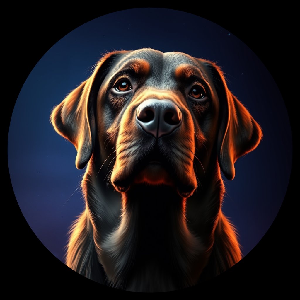 Cosmic medallion portrait of 749_749, a Labrador Retriever