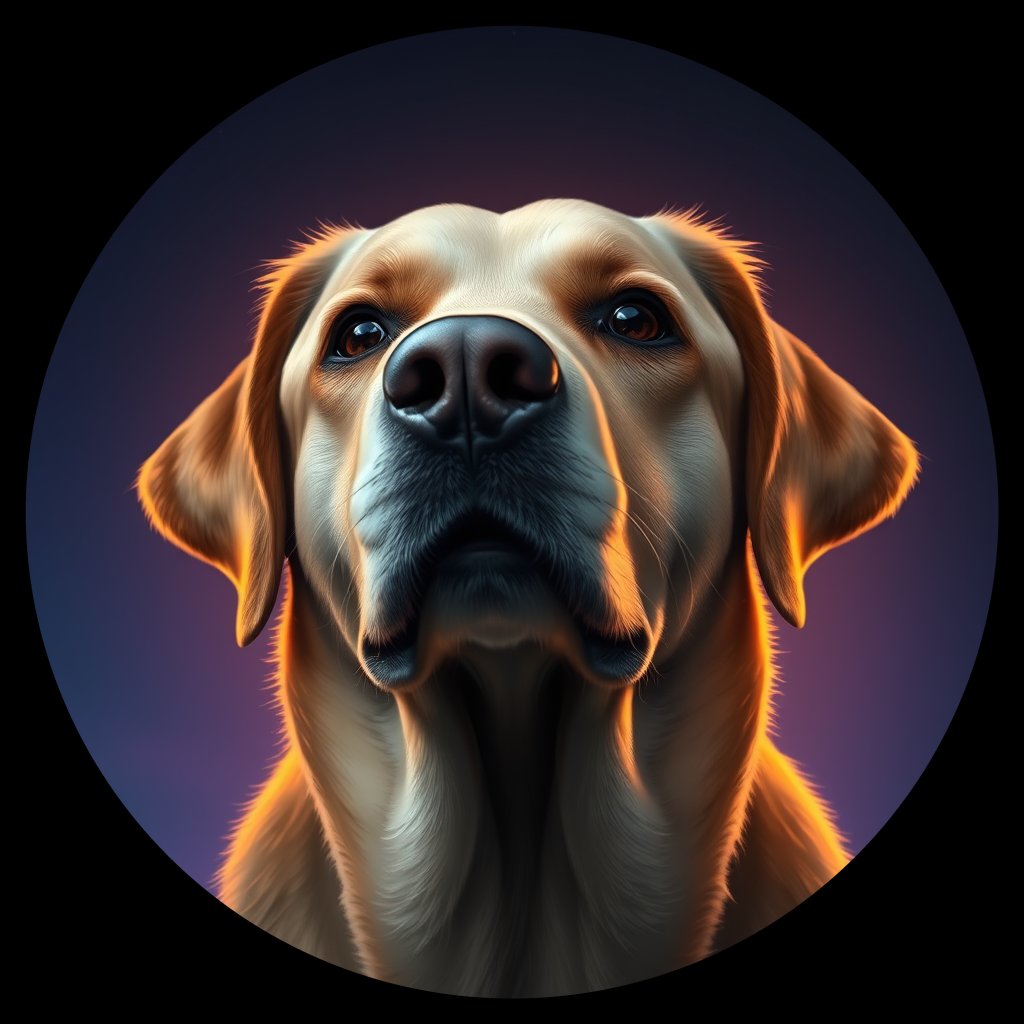 Cosmic medallion portrait of 749_G0380_0996, a Labrador Retriever