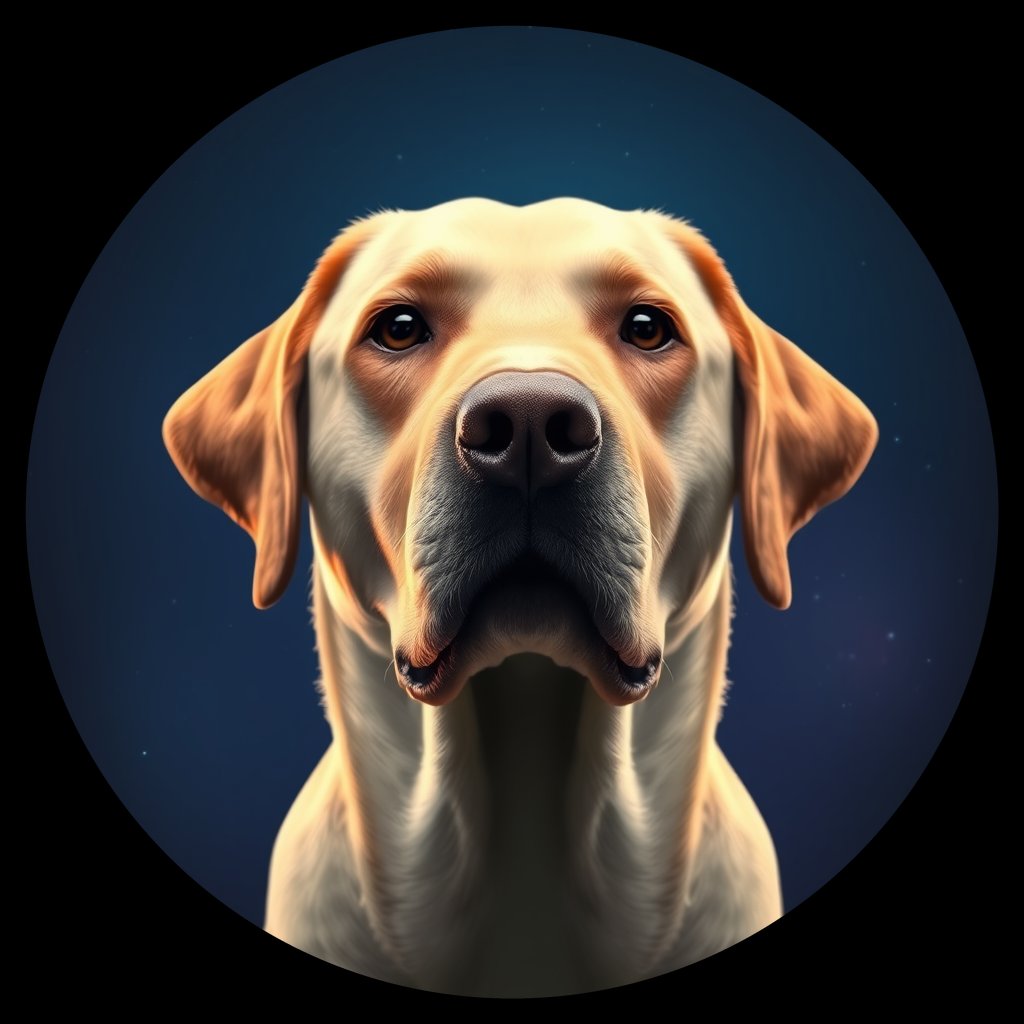 Cosmic medallion portrait of 751_G0380_1199, a Labrador Retriever