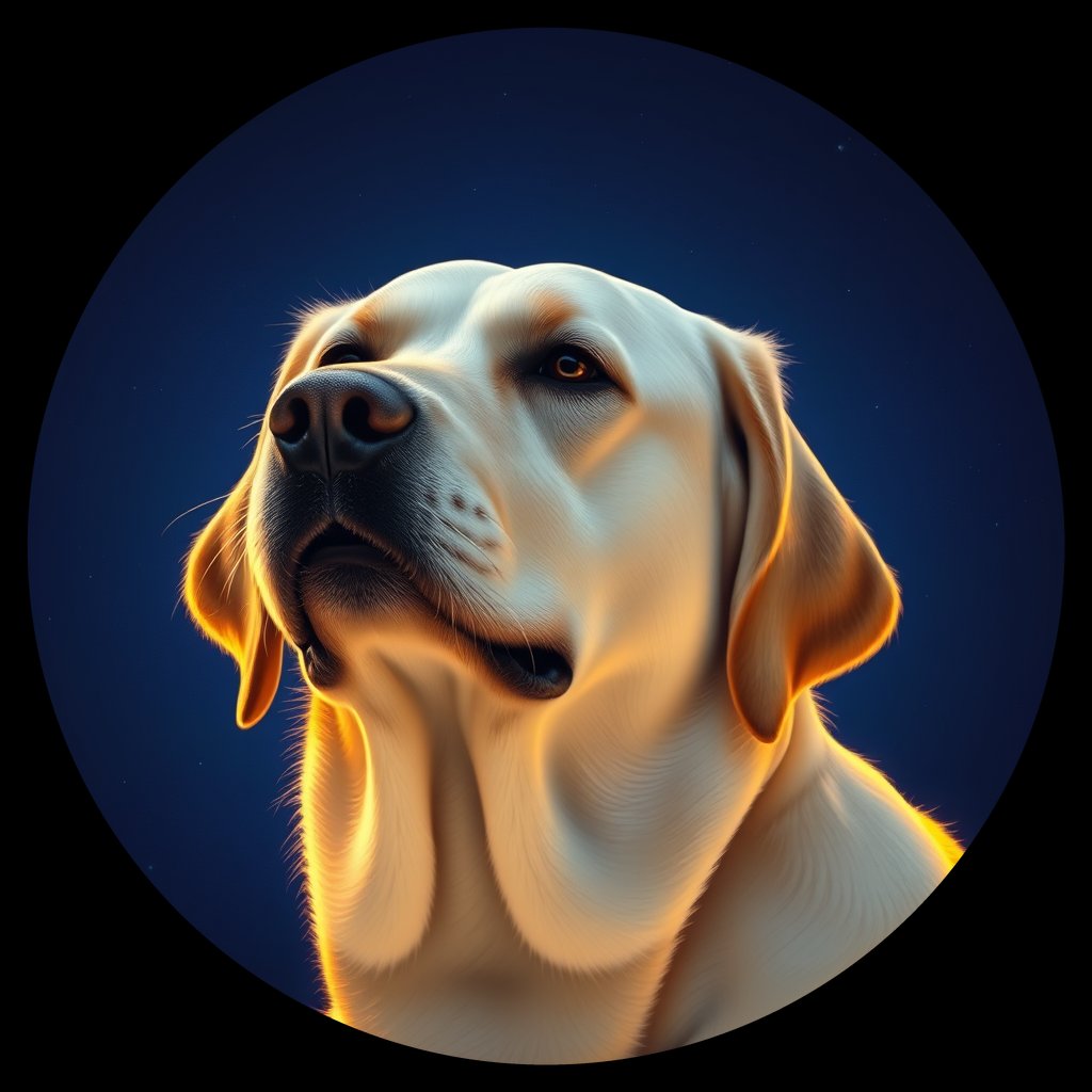 Cosmic medallion portrait of 754_G0380_1357, a Labrador Retriever