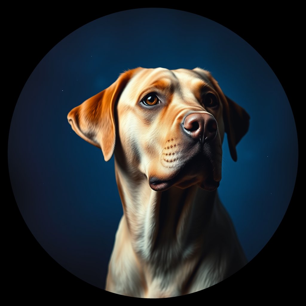 Cosmic medallion portrait of 755_G0380_1350, a Labrador Retriever