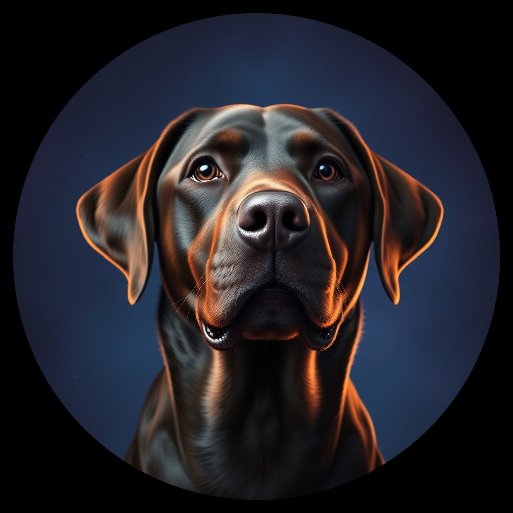 Cosmic medallion portrait of 758_G0380_0896, a Labrador Retriever